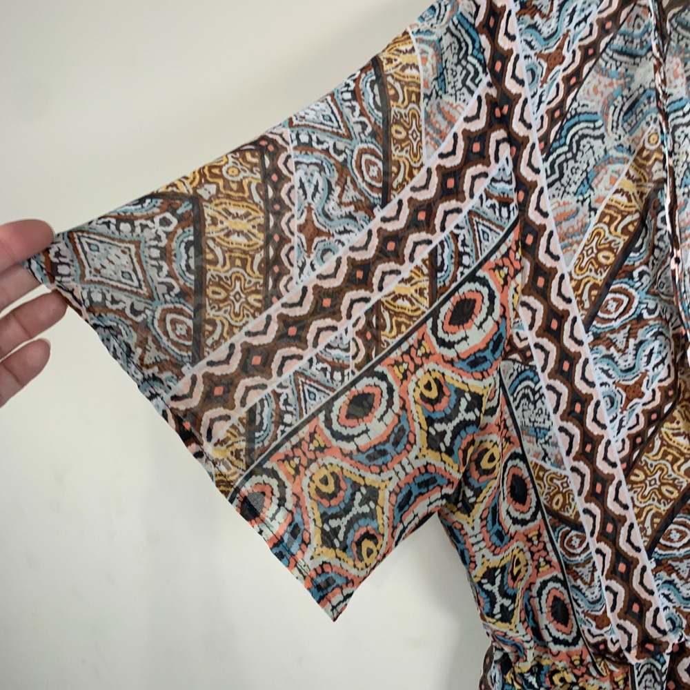 Liberty Love Long Sheer Cardigan Swimsuit Coverup Size 3X Earth Tone Boho - Picture 5 of 8